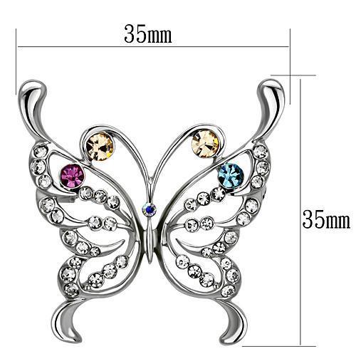MALO2793 - Imitation Rhodium White Metal Brooches with Top Grade Crystal in Multi Color