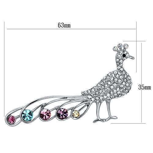 MALO2797 - Imitation Rhodium White Metal Brooches with Top Grade Crystal in Multi Color