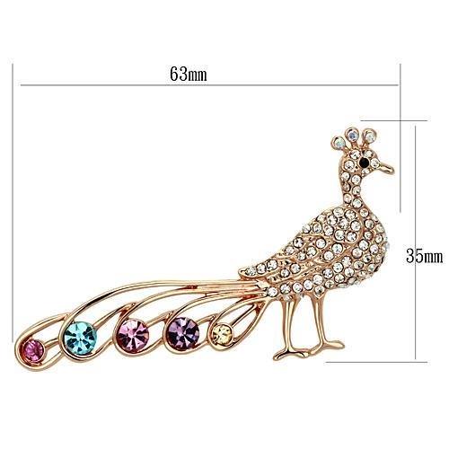 MALO2798 - Flash Rose Gold White Metal Brooches with Top Grade Crystal in Multi Color