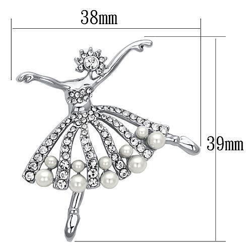 MALO2801 - Imitation Rhodium White Metal Brooches with Synthetic Pearl in White