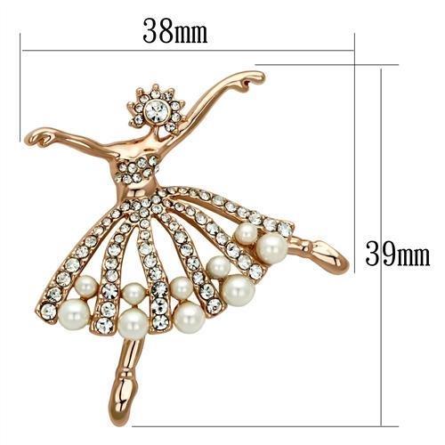 MALO2802 - Flash Rose Gold White Metal Brooches with Synthetic Pearl in White