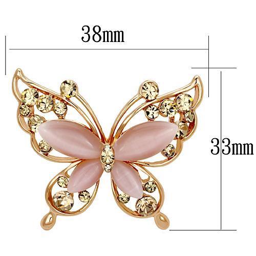 MALO2806 - Flash Rose Gold White Metal Brooches with Synthetic Cat Eye in Light Rose
