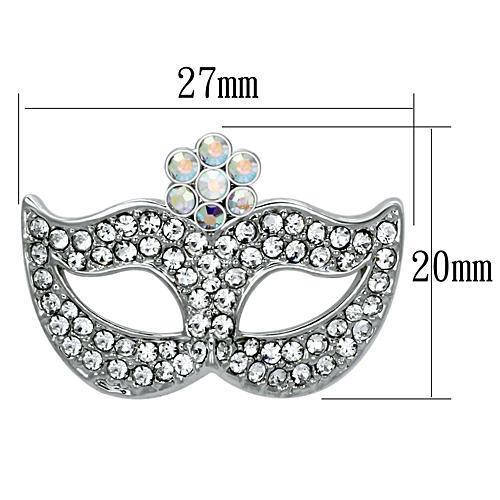 MALO2807 - Imitation Rhodium White Metal Brooches with Top Grade Crystal in Aurora Borealis (Rainbow Effect)