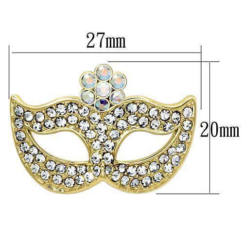 MALO2808 - Flash Gold White Metal Brooches with Top Grade Crystal in Aurora Borealis (Rainbow Effect)