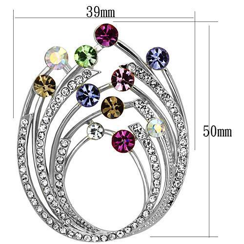 MALO2811 - Imitation Rhodium White Metal Brooches with Top Grade Crystal in Multi Color