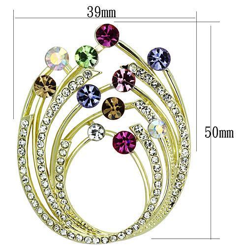 MALO2812 - Flash Gold White Metal Brooches with Top Grade Crystal in Multi Color