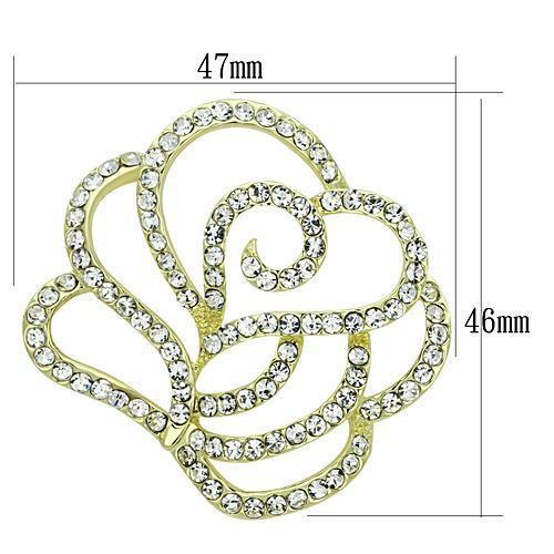 MALO2814 - Flash Gold White Metal Brooches with Top Grade Crystal in Clear