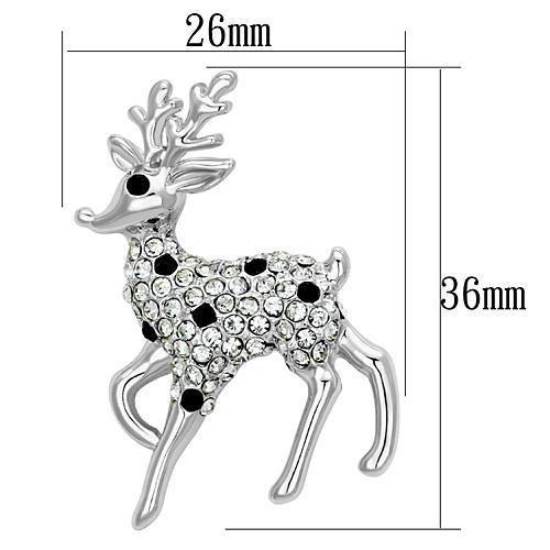 MALO2821 - Imitation Rhodium White Metal Brooches with Top Grade Crystal in Jet