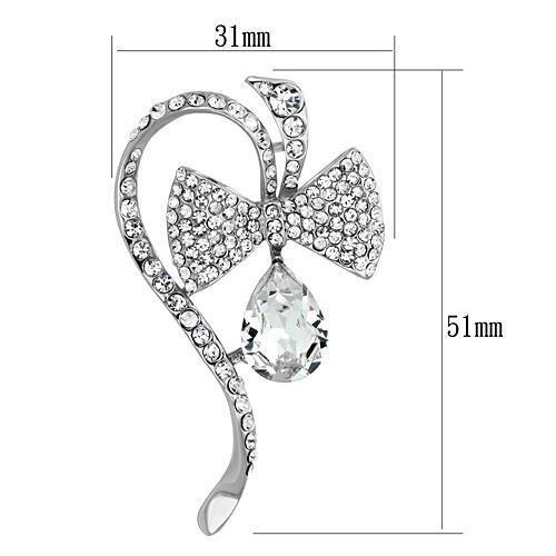 MALO2831 - Imitation Rhodium White Metal Brooches with Synthetic Synthetic Glass in Clear
