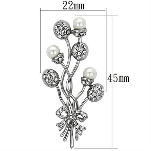 MALO2835 - Imitation Rhodium White Metal Brooches with Synthetic Pearl in White