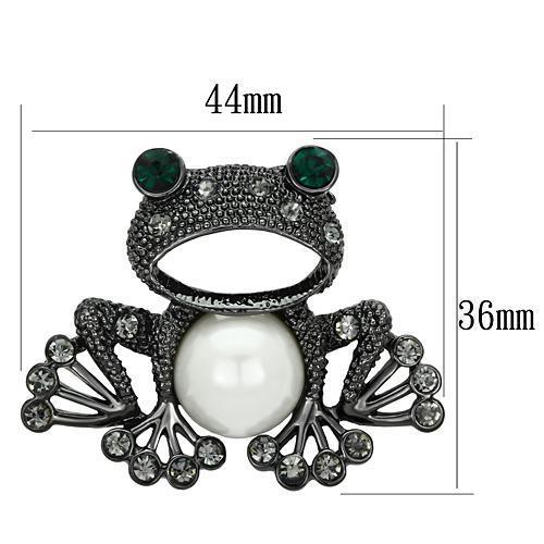 MALO2845 - Ruthenium White Metal Brooches with Synthetic Pearl in White