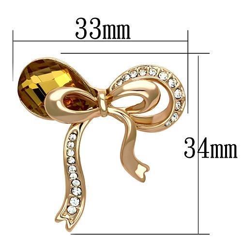 MALO2847 - Flash Rose Gold White Metal Brooches with Synthetic Glass Bead in Topaz