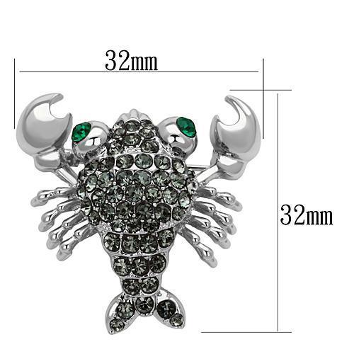MALO2850 - Imitation Rhodium White Metal Brooches with Top Grade Crystal in Emerald