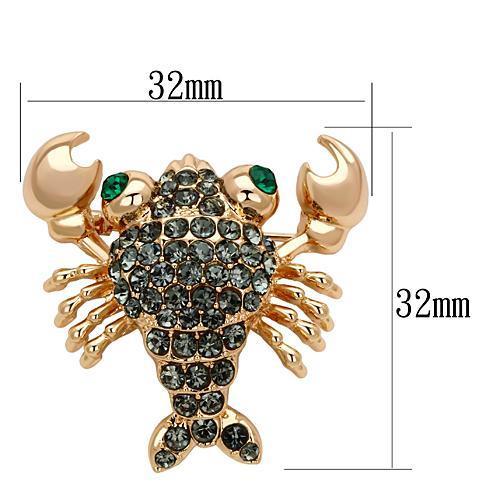 MALO2851 - Flash Rose Gold White Metal Brooches with Top Grade Crystal in Emerald