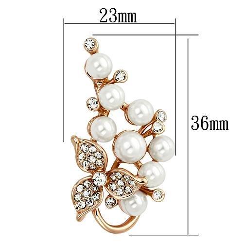 MALO2853 - Flash Rose Gold White Metal Brooches with Synthetic Pearl in White