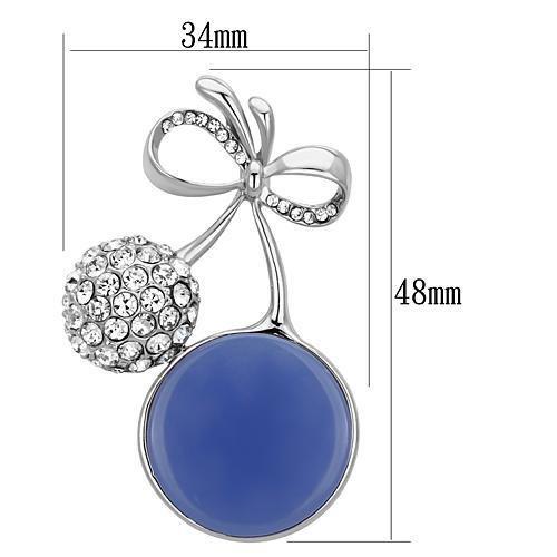 MALO2856 - Imitation Rhodium White Metal Brooches with Synthetic Synthetic Stone in Capri Blue
