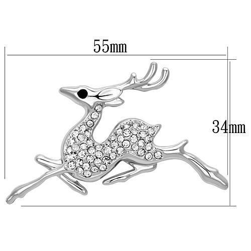 MALO2858 - Imitation Rhodium White Metal Brooches with Top Grade Crystal in Clear