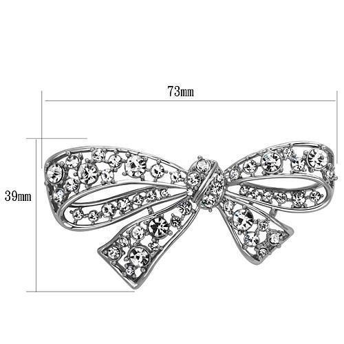 MALO2882 - Imitation Rhodium White Metal Brooches with Top Grade Crystal in Clear