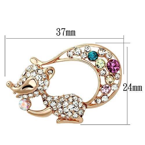 MALO2889 - Flash Rose Gold White Metal Brooches with Top Grade Crystal in Multi Color