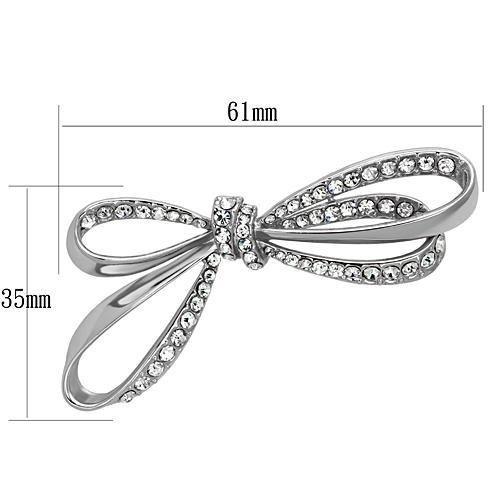 MALO2890 - Imitation Rhodium White Metal Brooches with Top Grade Crystal in Clear