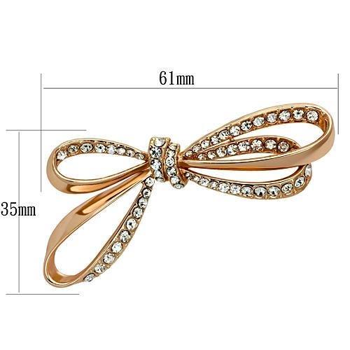MALO2891 - Flash Rose Gold White Metal Brooches with Top Grade Crystal in Clear