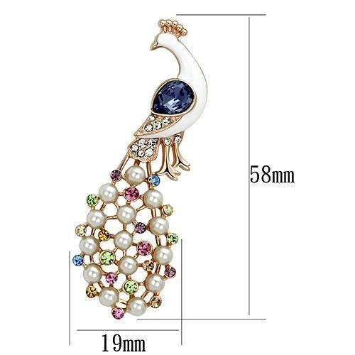 MALO2897 - Flash Rose Gold White Metal Brooches with Top Grade Crystal in Multi Color