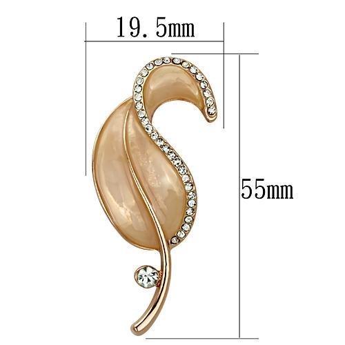 MALO2899 - Flash Rose Gold White Metal Brooches with Top Grade Crystal in Clear
