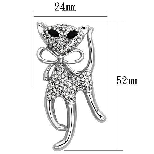 MALO2900 - Imitation Rhodium White Metal Brooches with Top Grade Crystal in Jet