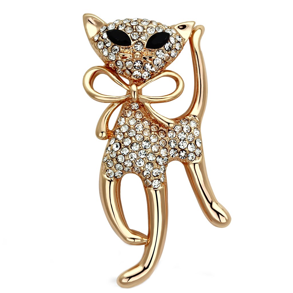 MALO2901 - Flash Rose Gold White Metal Brooches with Top Grade Crystal in Jet