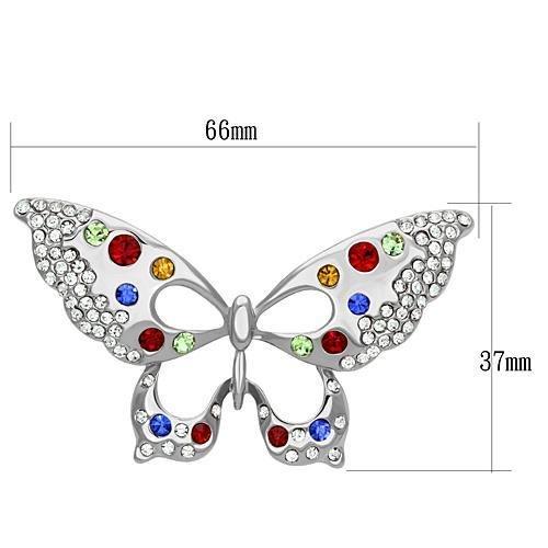 MALO2906 - Imitation Rhodium White Metal Brooches with Top Grade Crystal in Multi Color