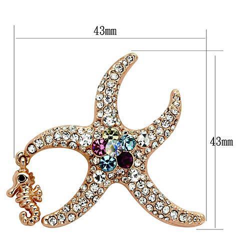 MALO2911 - Flash Rose Gold White Metal Brooches with Top Grade Crystal in Multi Color