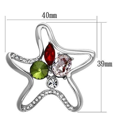MALO2912 - Imitation Rhodium White Metal Brooches with Synthetic Acrylic in Multi Color
