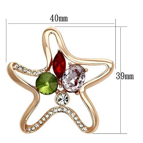 MALO2913 - Flash Rose Gold White Metal Brooches with Synthetic Acrylic in Multi Color