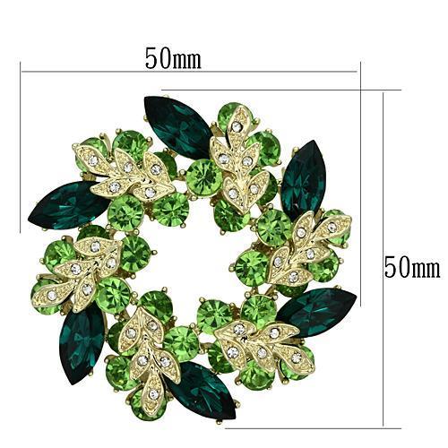 MALO2918 - Flash Gold White Metal Brooches with Top Grade Crystal in Emerald