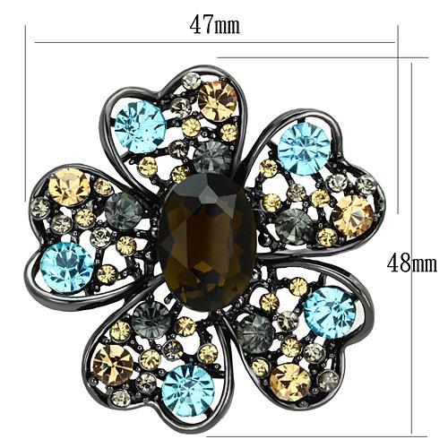 MALO2926 - Ruthenium White Metal Brooches with Synthetic Synthetic Glass in Brown