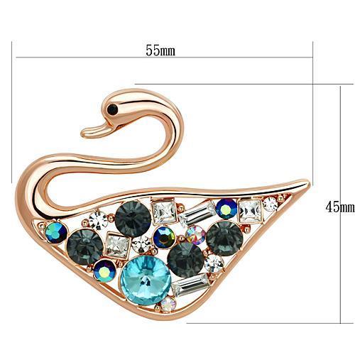 MALO2934 - Flash Rose Gold White Metal Brooches with Top Grade Crystal in Multi Color