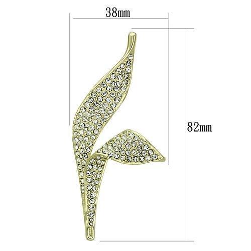 MALO2935 - Flash Gold White Metal Brooches with Top Grade Crystal in Clear