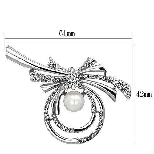 MALO2938 - Imitation Rhodium White Metal Brooches with Synthetic Pearl in White
