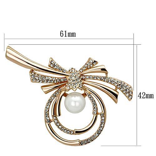 MALO2939 - Flash Rose Gold White Metal Brooches with Synthetic Pearl in White