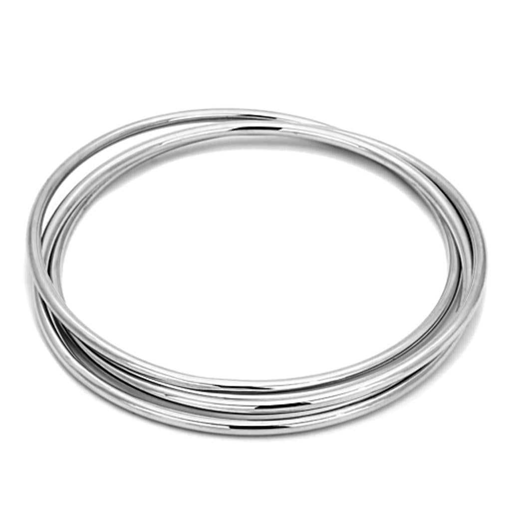 MALO3071 - Rhodium Brass Bangle with No Stone