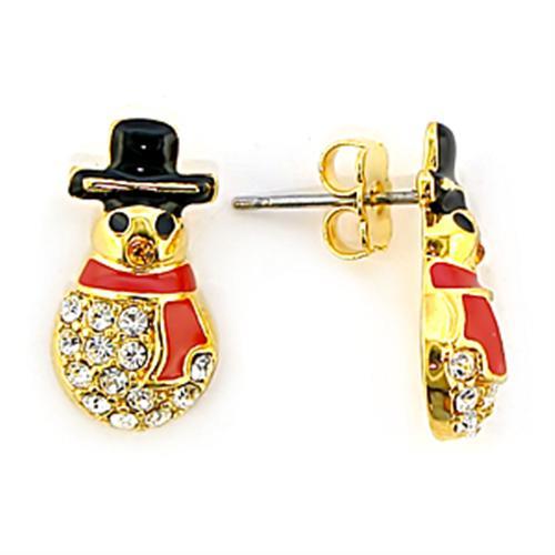 MALO320 - Gold Brass Earrings with Top Grade Crystal in Topaz