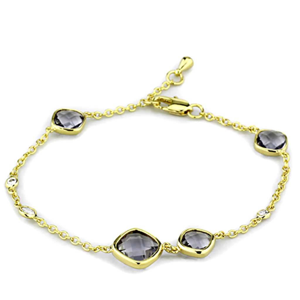 MALO3234 - Gold Brass Bracelet with Synthetic Synthetic Glass in Amethyst