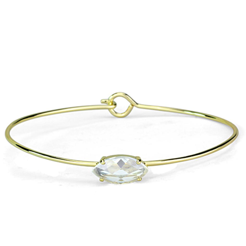 MALO3260 - Gold Brass Bangle with AAA Grade CZ in Clear