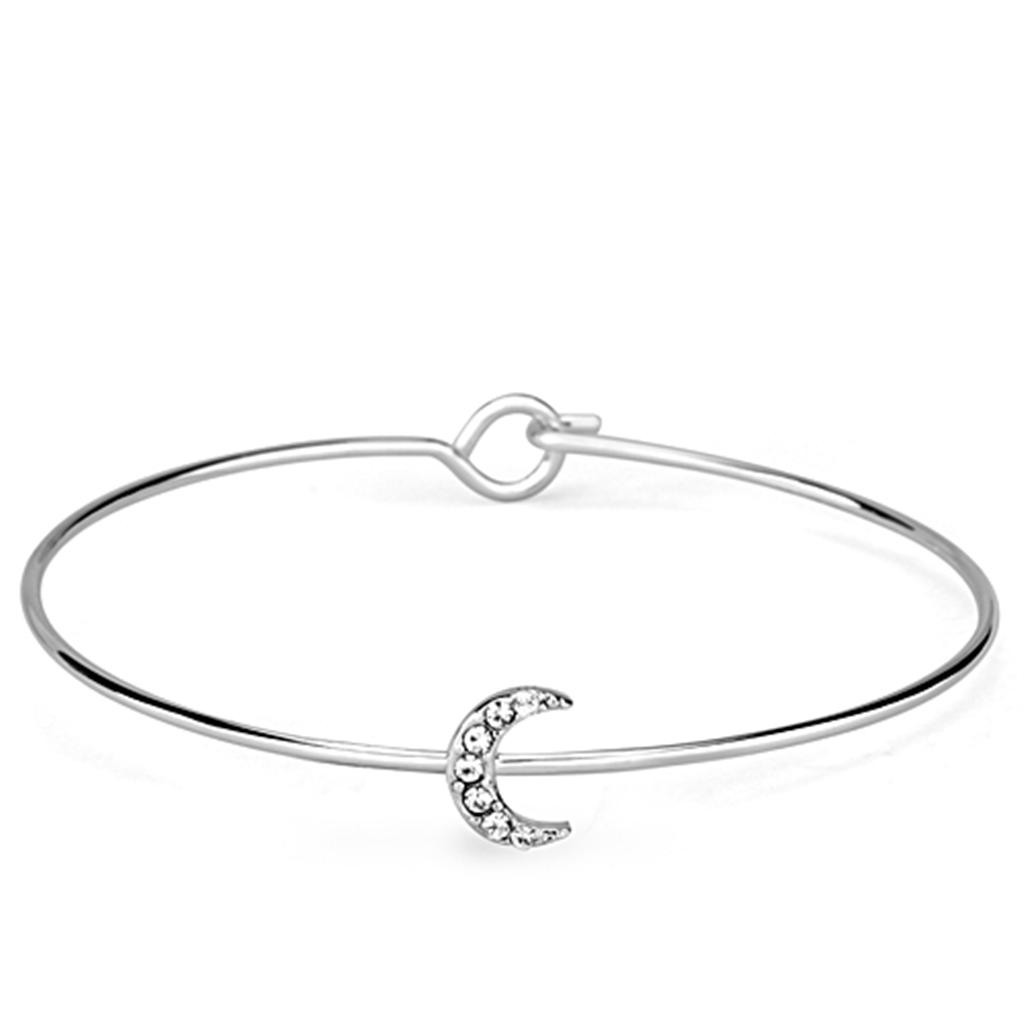 MALO3269 Rhodium Brass Bangle with Top Grade Crystal in Clear