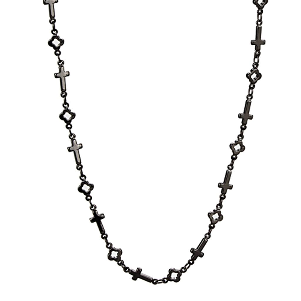 MALO3454 - TIN Cobalt Black Brass Necklace with No Stone