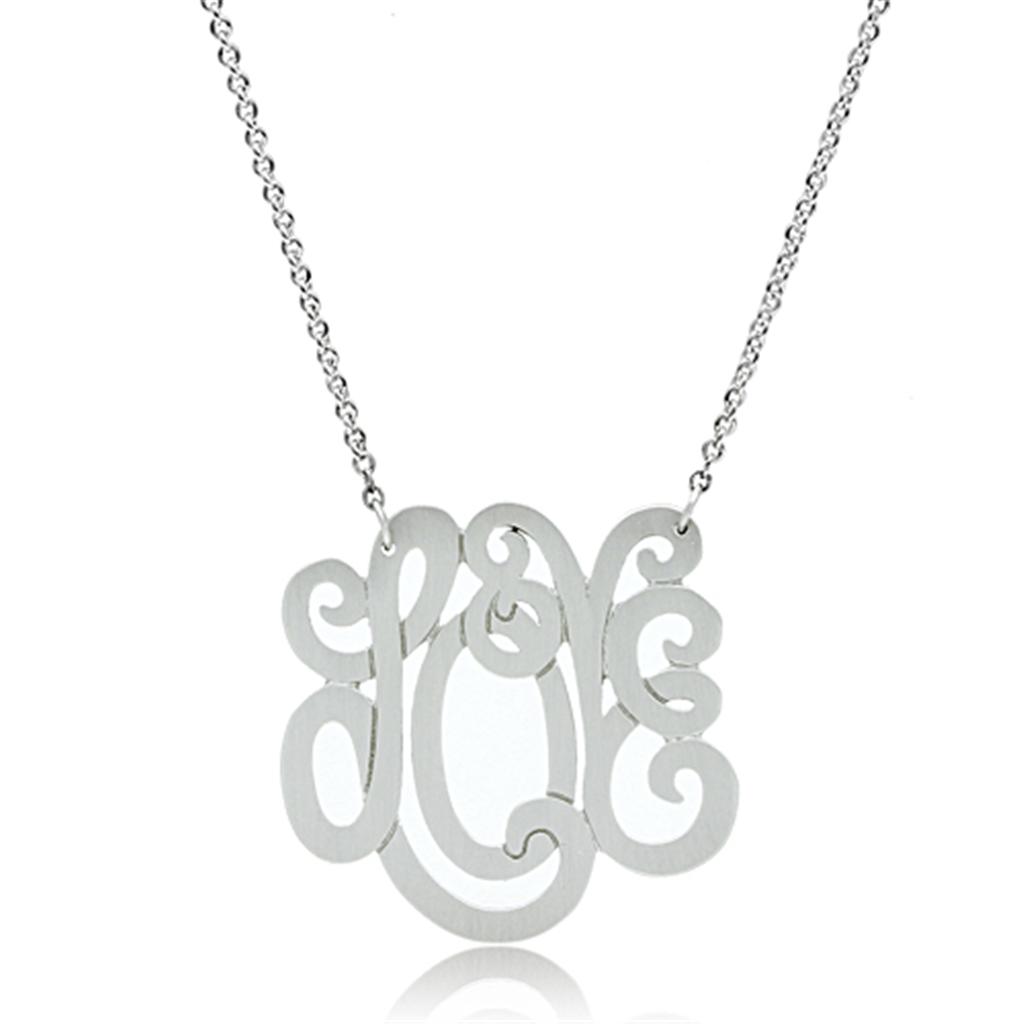 MALO3473 - Rhodium Brass Chain Pendant with No Stone