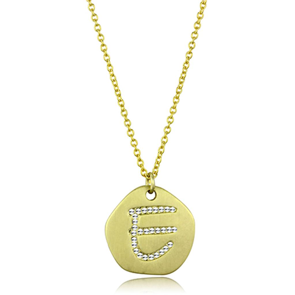 MALO3481 - Gold Brass Chain Pendant with Top Grade Crystal in Clear