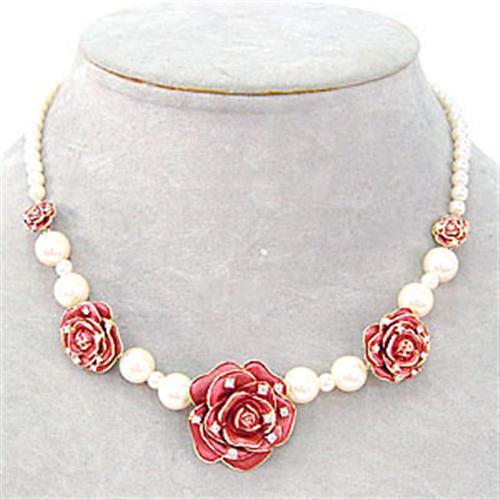 MALO361 - Gold Brass Necklace with Synthetic Pearl in Citrine Yellow