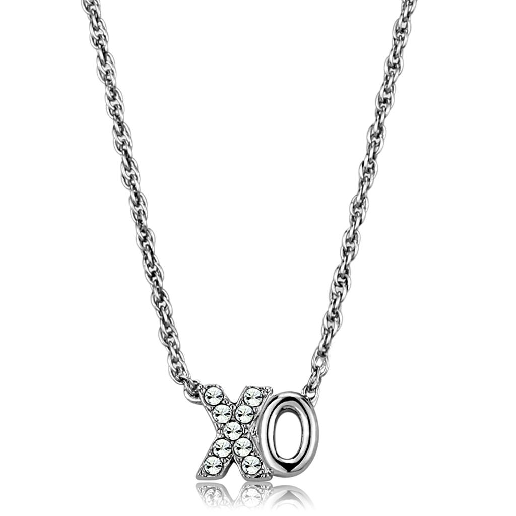 MALO3845 - Rhodium Brass Necklace with Top Grade Crystal in Clear