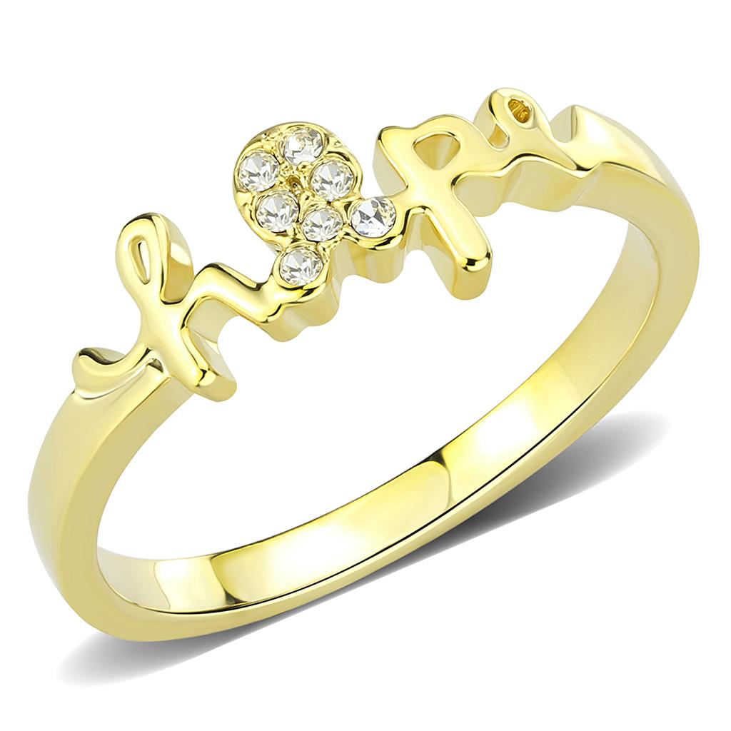 MALO3965 - Flash Gold Brass Ring with Top Grade Crystal in Clear